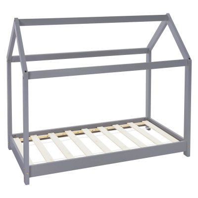 ML DESIGN ML-Design Lit d'Enfants 80x160 cm avec Toit et Sommier, Bois de Pin Massf, Gris Clair,