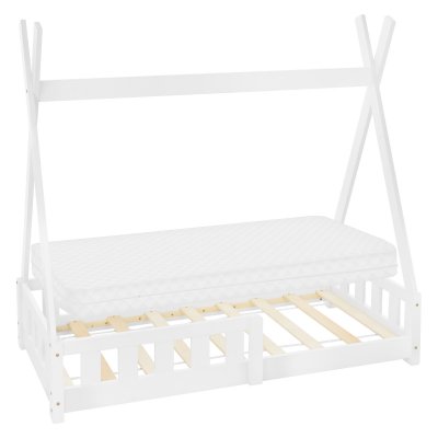 ML DESIGN ML-Design Lit Enfant Tipi 70x140 cm Blanc avec Matelas &agrave; Mousse Froide Polyester, Housse