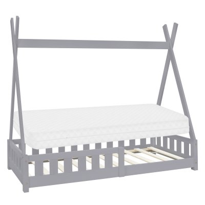 ML-Design Lit Enfant Tipi 80x160 cm Gris Clair avec Matelas &agrave; Mousse Froide Polyester,