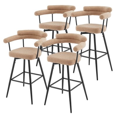 ML-Design Lot de 4 Tabourets de Bar Pivotants, Marron en Tissu Teddy, Hauteur 76 cm,