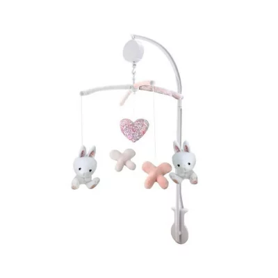 DOMIVA Mobile musical Lapinou - Rose - 60 x 40cm