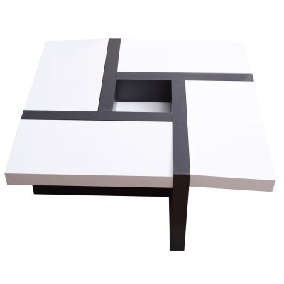 Mobili Rebecca Table Basse Carre Bois Noir Blanc Design Contemporain 35x80x80