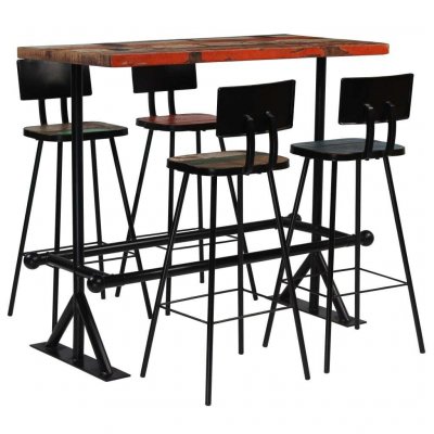 VIDAXL Mobilier de bar 5 pcs bois de r&eacute;cup&eacute;ration massif multicolore