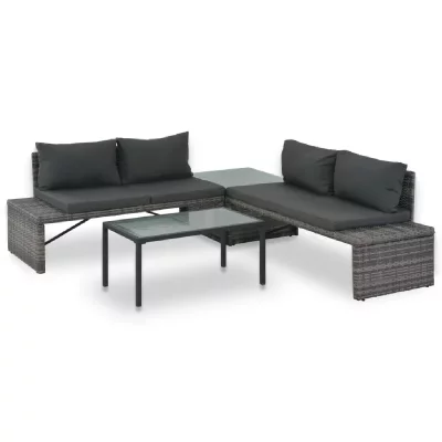 VIDAXL Mobilier De Jardin 3 Pcs Coussins R&eacute;sine Tress&eacute;e Gris Salon De Jardin