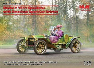  Model T 1913 Speedster With American Sport Car Drivers - 1:24e - Icm