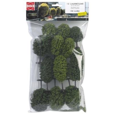 BUSCH ENVIRONNEMENT Mod&eacute;lisme : v&eacute;g&eacute;tation - assortiment de 12 arbres feuillus