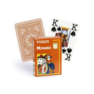 MODIANO  487 Jeu de Cartes de Jeu Poker Cristallo, 4 Index Marron