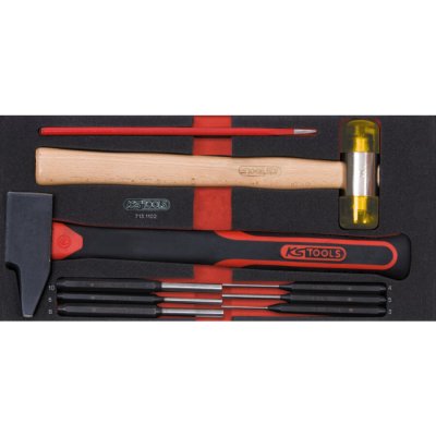KS TOOLS Module d'outils de frappe manche fibre, 9 pi&egrave;ces  713.1102
