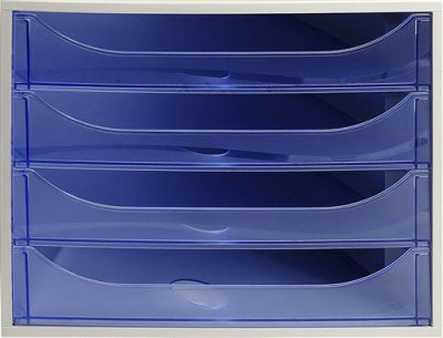 EXACOMPTA Module de classement  &eacute;co - 4 tiroirs - gris bleu translucide