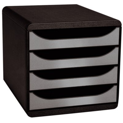 EXACOMPTA Module de classement Big Box - 4 tiroirs - noir / argent