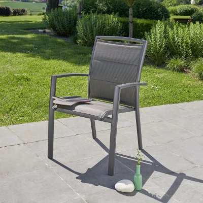 BERAH GETAH MODULO Fauteuil de jardin en aluminium et textil&egrave;ne gris