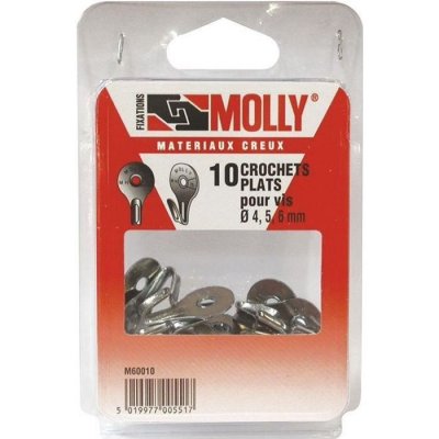 MOLLY  Lot de 10 Crochets plat pour vis - &Oslash;4-5-6 mm
