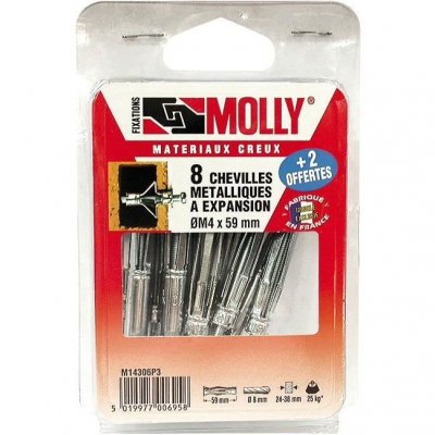 MOLLY  Lot de 16 Chevilles - 4x33 mm + vis
