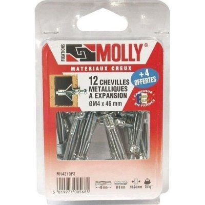 MOLLY  Lot de 16 Chevilles - 4x46 mm + vis