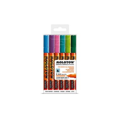 MOLOTOW   Acrylic Marker One4All 2mm Wallet Basic Set 2 6 Pcs-