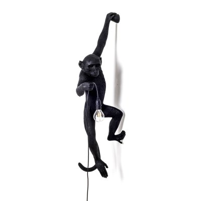 SELETTI Monkey Hanging Outdoor Wall Lamp Left Black - 
