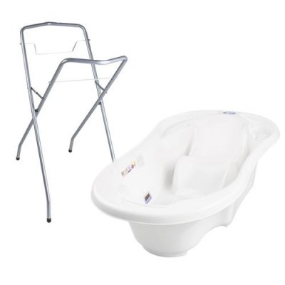 GENERIQUE MonMobilierDesign Baignoire b&eacute;b&eacute; avec r&eacute;ducteur int&eacute;gr&eacute; Blanc + Pied