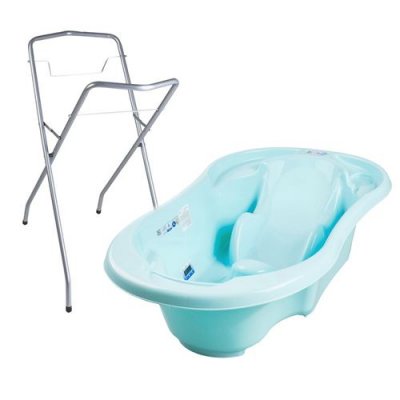 GENERIQUE MonMobilierDesign Baignoire b&eacute;b&eacute; avec r&eacute;ducteur int&eacute;gr&eacute; Bleu + Pied