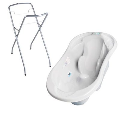 GENERIQUE MonMobilierDesign Baignoire b&eacute;b&eacute; avec r&eacute;ducteur int&eacute;gr&eacute; Gris + Pied