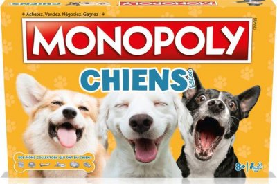 WINNING MOVES Monopoly Chiens - Jeu de soci&eacute;t&eacute; - Monopoly Mettant en Vedette Les Chiens de Diff&eacute;rentes Races