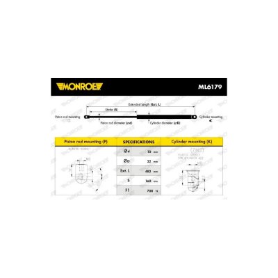 MONROE  V&eacute;rin de coffre / hayon ML6179 OPEL MERIVA