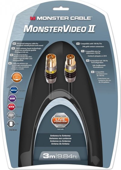 MONSTER  MV2A C&acirc;ble Antenne Double Blindage - 3 m