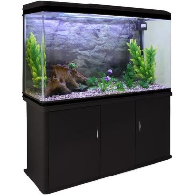 MONSTERSHOP  Aquarium &agrave; bords Noir avec Meuble Noir 