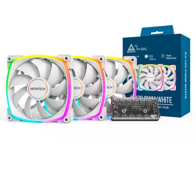 MONTECH  AX120 PWM Boitier PC Ventilateur 12 cm Blanc 3 pi&egrave;ce(s)
