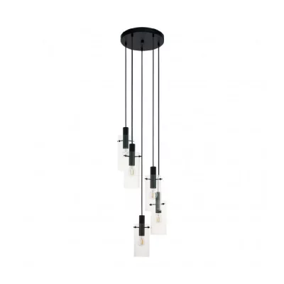 EGLO Montefino Plafonnier Suspendu 5 Lampes Cluster Noir