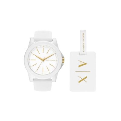 ARMANI EXCHANGE Montre  &agrave; trois aiguilles en nylon, blanche, pour femme, AX7126