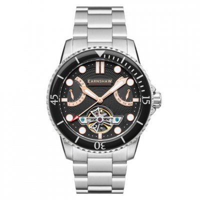 EARNSHAW Montre automatique acier inoxydable JERVIS Acier inoxydable Noir