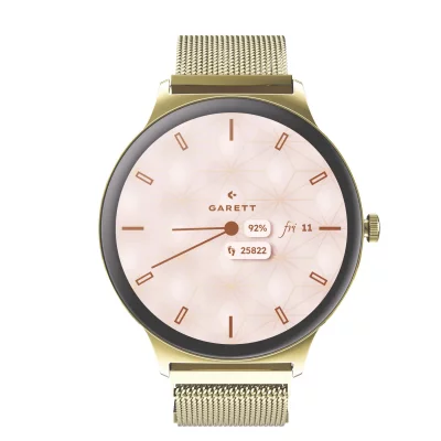 GARETT Montre bluetooth - montre connectee - montre intelligente Verona 2 Gold Mesh