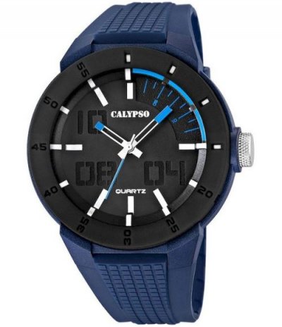 CALYPSO Montre  K5629-3 - Montre Sport Noire Bleue Homme