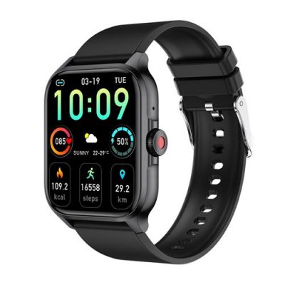  Montre connect&eacute;e 1,85"" - Surveillance sant&eacute; - Sport Bluetooth - Etanche IP67 - Noir