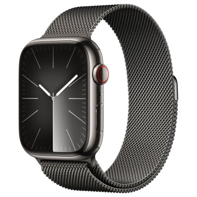 Montre connect&eacute;e APPLE WATCH 45mm Acier/Grap Mil Grap Serie9 Loop Cel