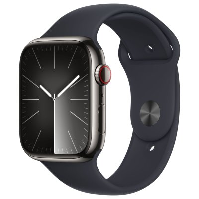 Montre connect&eacute;e APPLE WATCH 45mm Acier/Grap Minuit Serie 9 S/M Cell