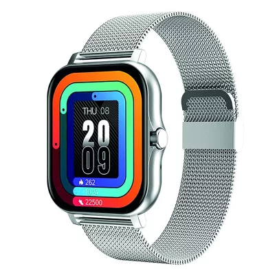 AVIZAR Montre Connect&eacute;e Baln&eacute;o &Eacute;cran 1,69' Bluetooth 5.1 IP67 Bracelet Acier Argent