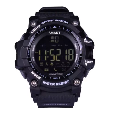 YONIS Montre Connect&eacute;e Bluetooth Bracelet Sport Cadran &Eacute;cran LCD IP67 50 M Noir  - Neuf