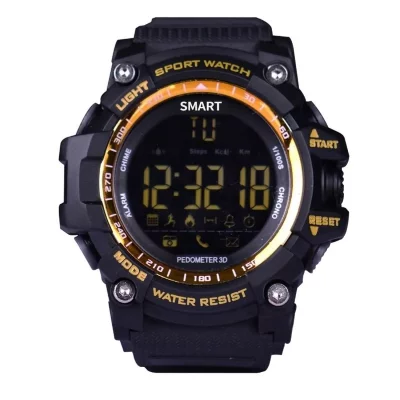 YONIS Montre Connect&eacute;e Bluetooth Bracelet Sport Cadran &Eacute;cran LCD IP67 50 M Or  - Neuf