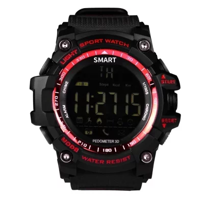 YONIS Montre Connect&eacute;e Bluetooth Bracelet Sport Cadran &Eacute;cran LCD IP67 50 M Rouge  - Neuf