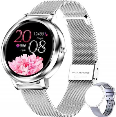 CHRONUS Montre Connect&eacute;e  MK20 Fitness Tracker IP68 &Eacute;tanche-Argent- 