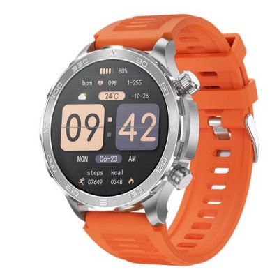  Montre Connect&eacute;e DK67 - &Eacute;cran 1,53"" , Bluetooth, Sant&eacute;, Boussole, Caoutchouc orange
