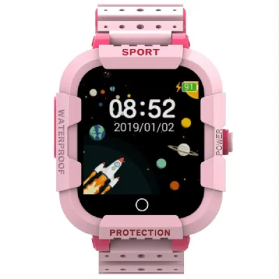 YONIS Montre connect&eacute;e enfant 4g gps &eacute;tanche sos et appels vid&eacute;o rose 