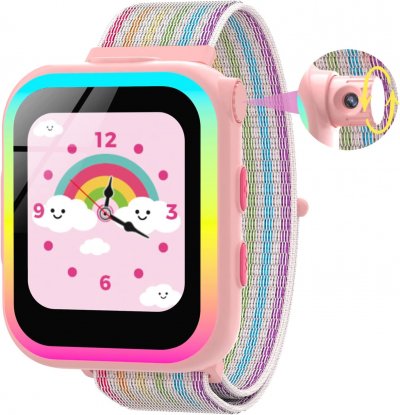 VENDOS85 Montre connect&eacute;e enfant cam&eacute;ra rotative avec podom&egrave;tre/12 jeux/musique/livre de contes