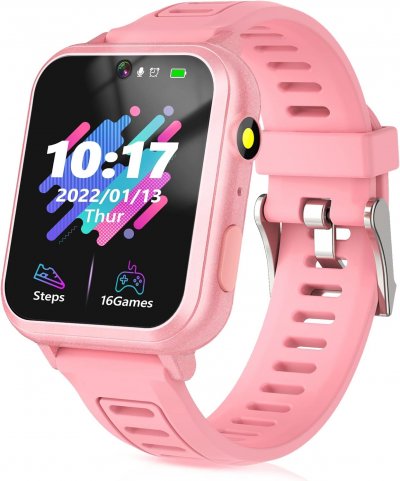 VENDOS85 Montre connect&eacute;e enfant fille gar&ccedil;on intelligente avec jeux musique rose
