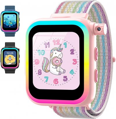 VENDOS85 Montre connect&eacute;e enfant smartwatch gar&ccedil;on fille avec appareil photo jeux musique multicouleur