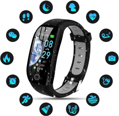 CHRONUS Montre connect&eacute;e F21 IP68 Etanche Fitness Tracker-Gris-