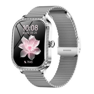  Montre connect&eacute;e femme 1,75"" - Surveillance sant&eacute; - Bluetooth 5.2 - argent&eacute;