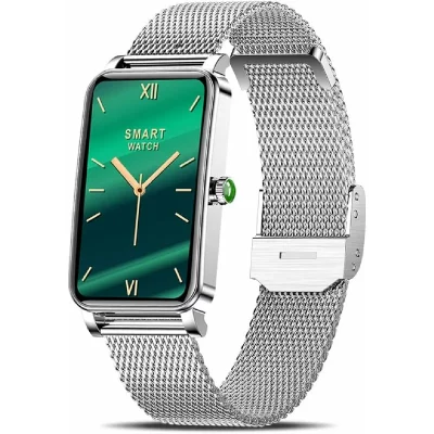 VENDOS85 Montre connect&eacute;e femme or rose pour android/ios 1,45 ip68 &eacute;tanche argent