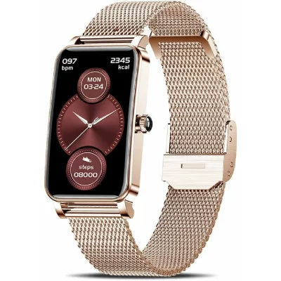 VENDOS85 Montre connect&eacute;e femme or rose pour android/ios 1,45 ip68 &eacute;tanche or rose